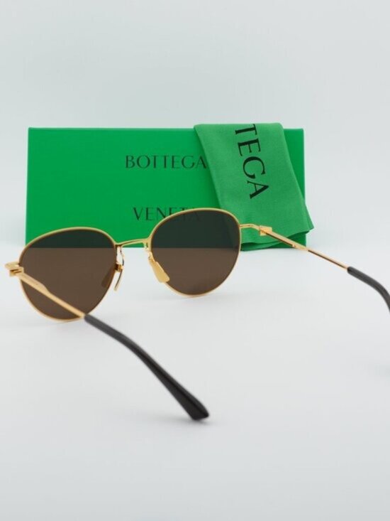 Bottega Veneta BV1268S 002 Aviator Sunglasses - Gold / Brown main image 4